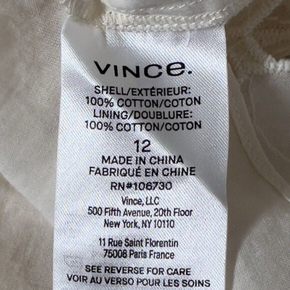 Vince Nouveau Cotton Lace Midi Dress Sz 12 Cream V-Neck Sleeveless - Picture 9 of 16